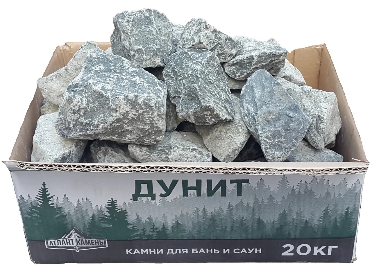 Камни для бани Дунит колотый (коробка 20 кг) — фото 2