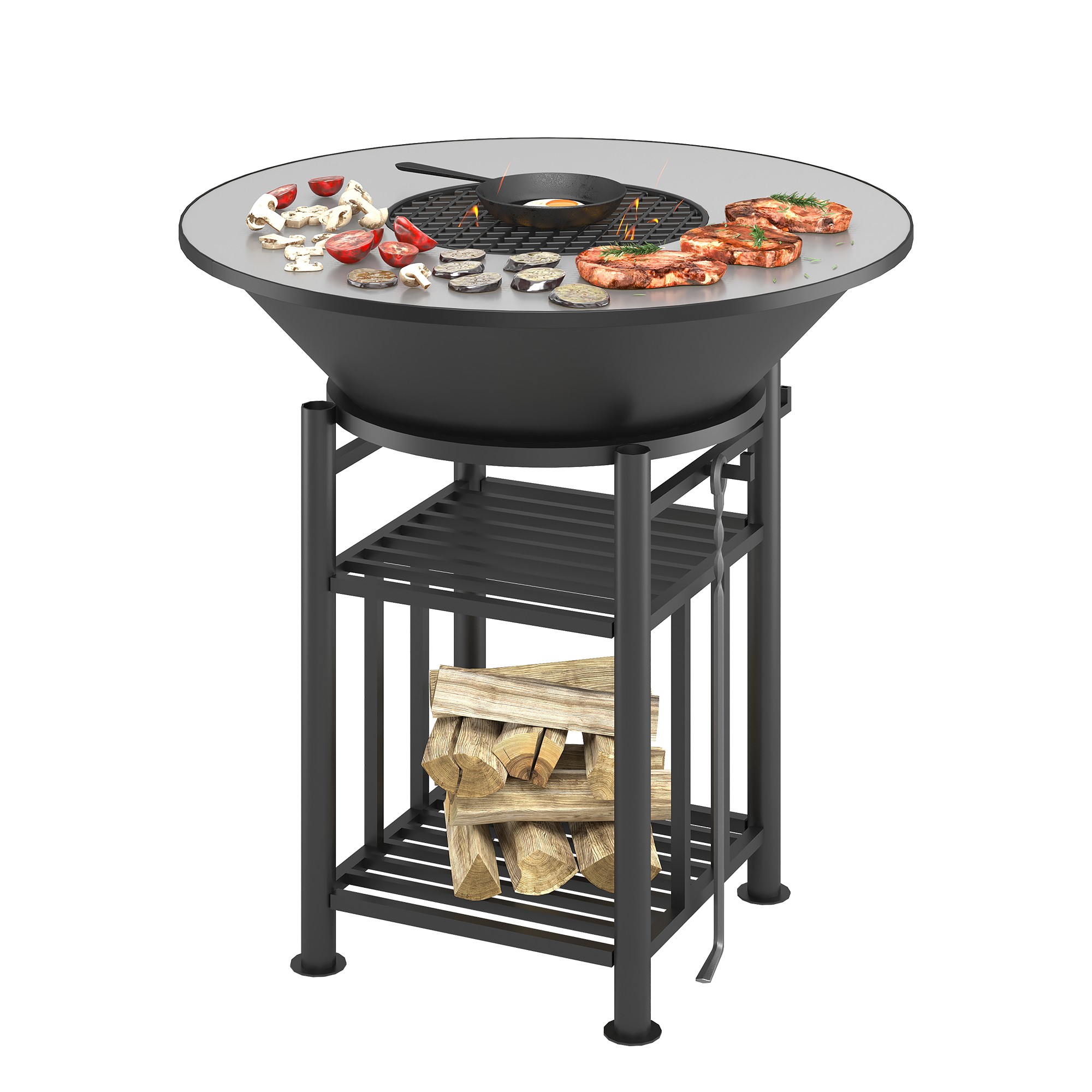Fantastic Grill Везувий Ø1000 (чаша+подставка+плита+решетка чугунная "СТЕЙК" Ø450мм+крышка) — фото 3