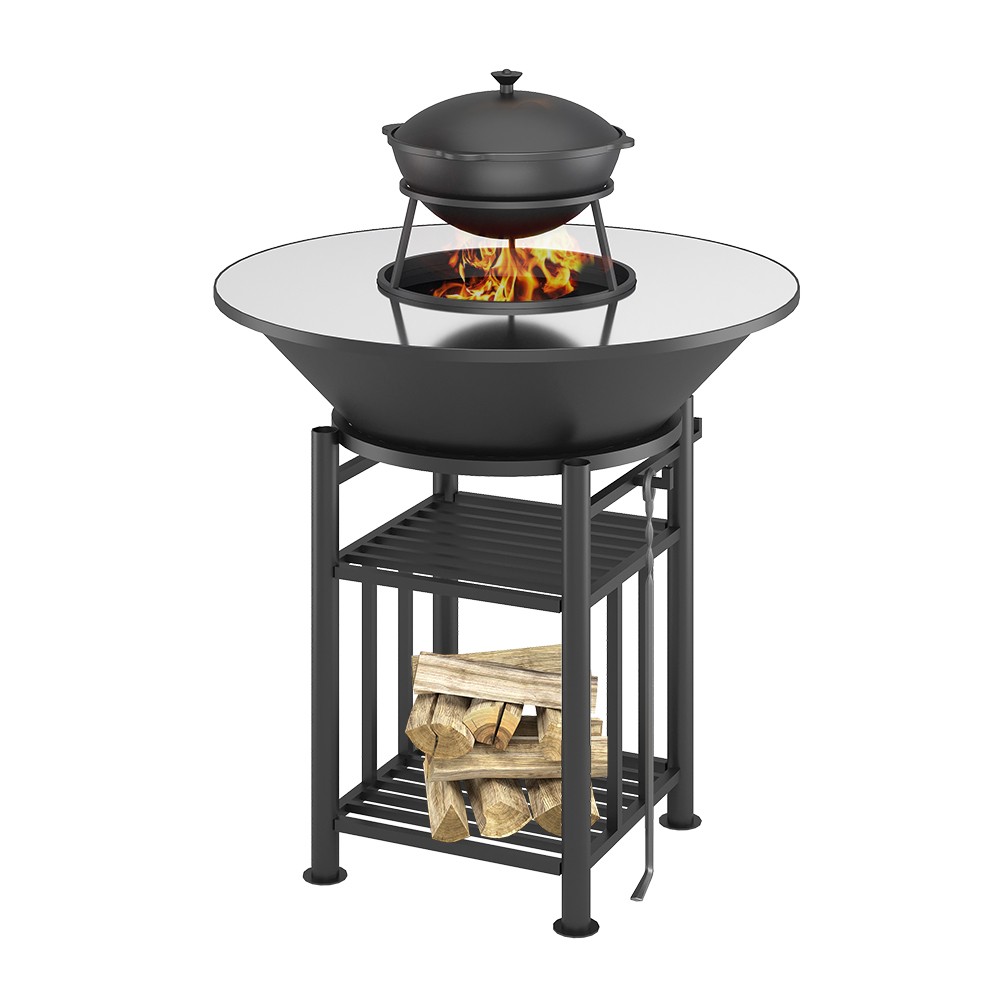 Fantastic Grill Везувий Ø1000 (чаша+подставка+плита+решетка чугунная "СТЕЙК" Ø450мм+крышка) — фото 4